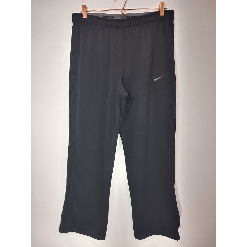 Nike Mens Dri-FIT Training Pants Black Mesh Side Panel Ankle Zip XL 30x30.5